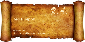 Redl Apor névjegykártya
